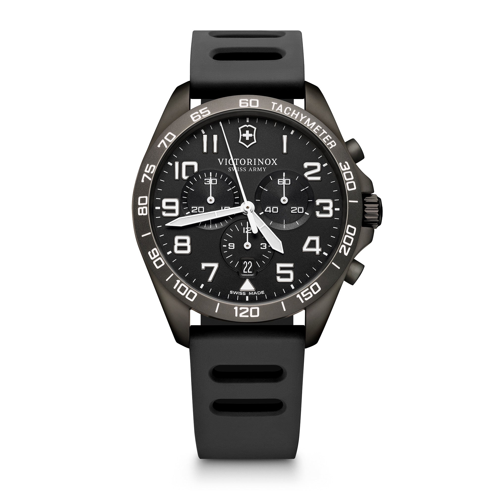 Victorinox FieldForce Sport Chronograph Watch Black Black Rubber S